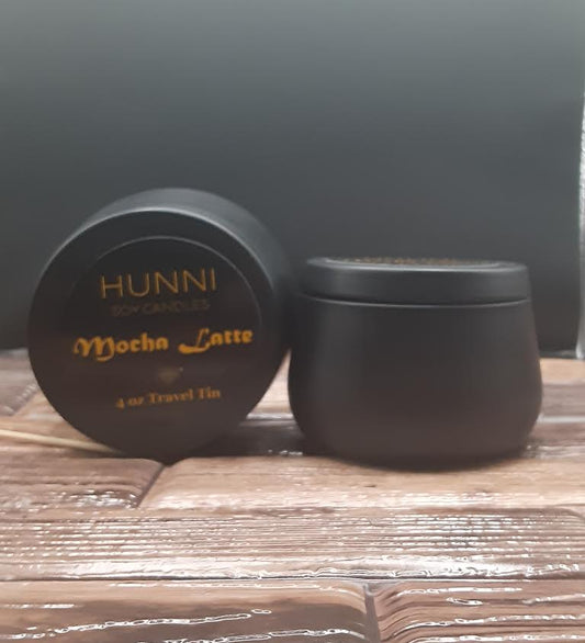 Mocha Latte 4 oz soy candle in travel tin