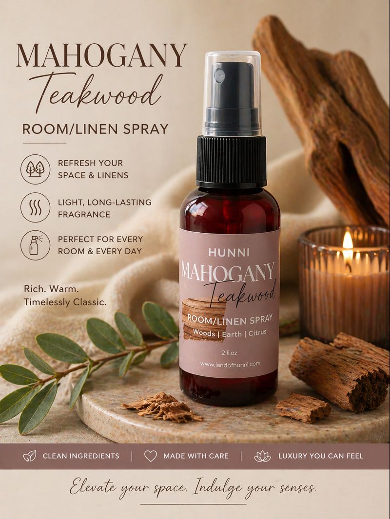 HUNNI Mahogany Teakwood Room & Linen Spray (2 oz)