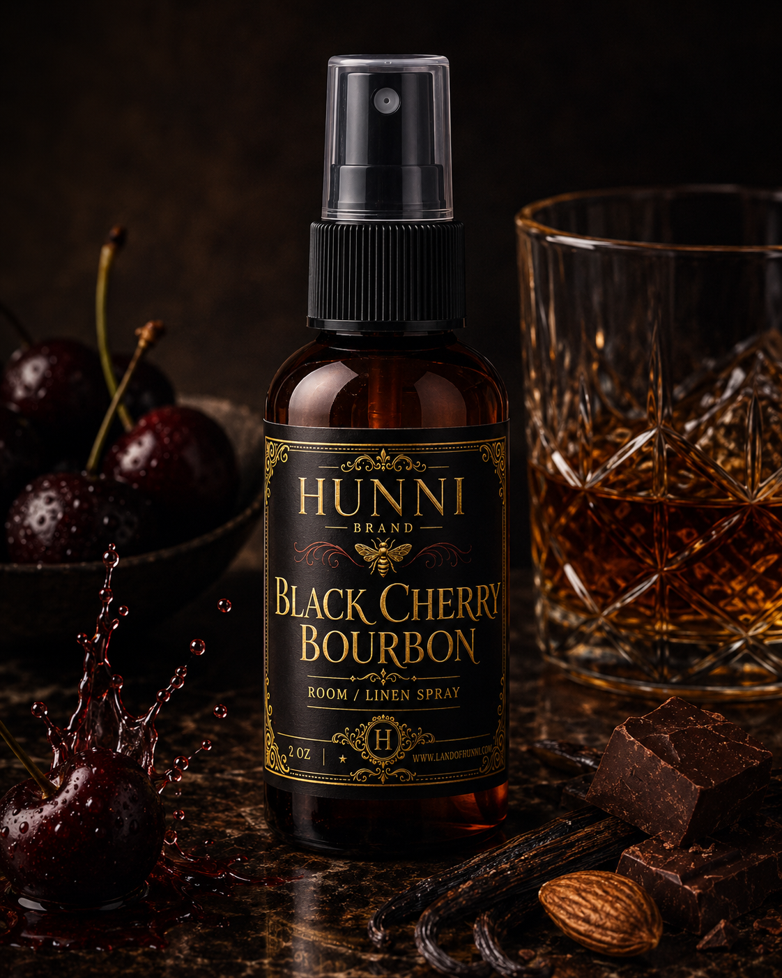 HUNNI Black Cherry Bourbon room/linen spray 2 oz