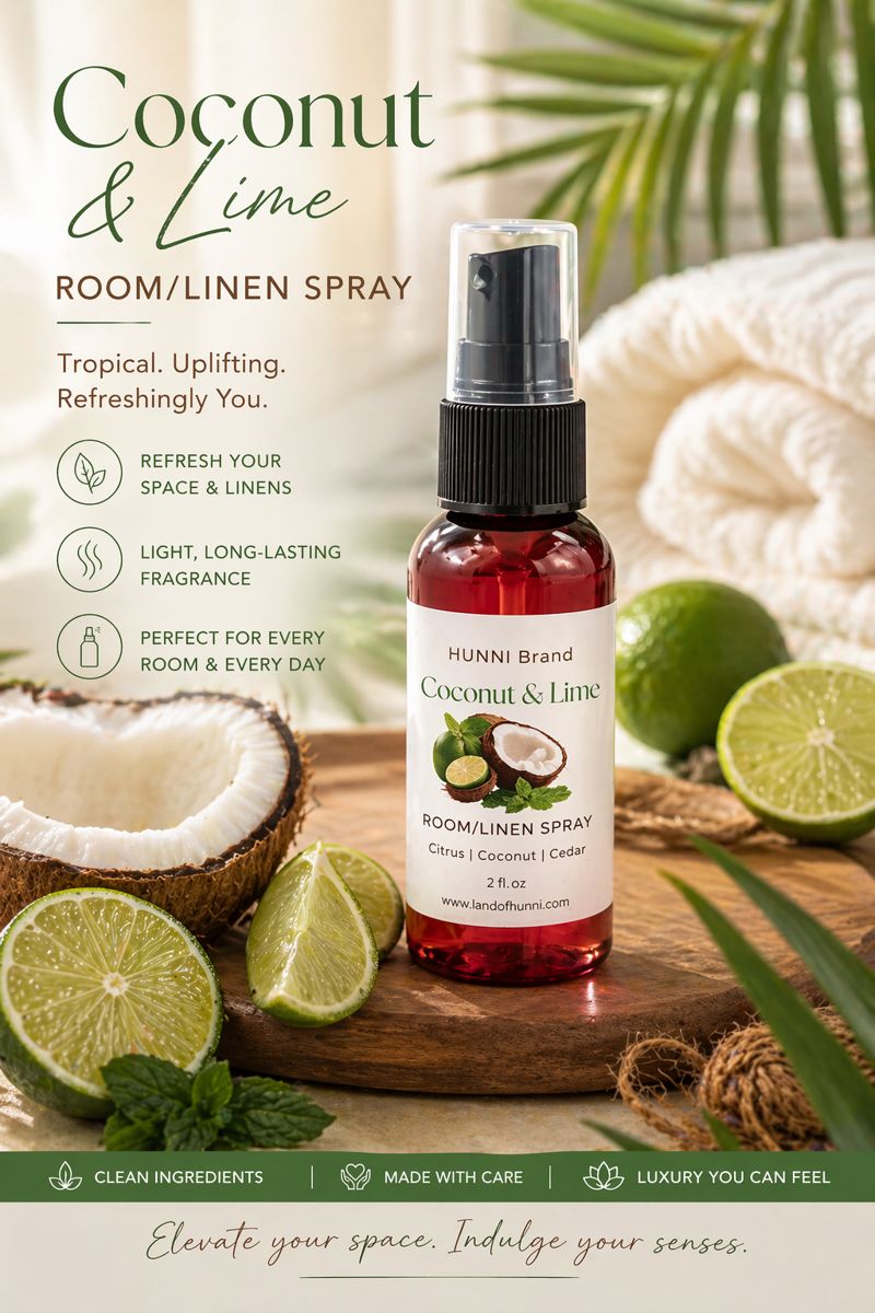 HUNNI Coconut and Lime Room & Linen Spray (2 oz)