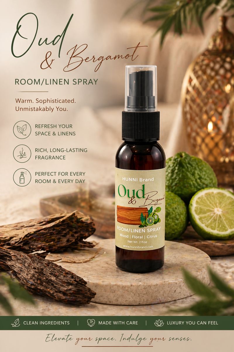 HUNNI Oud & Bergamot Room & Linen Spray (2 oz)