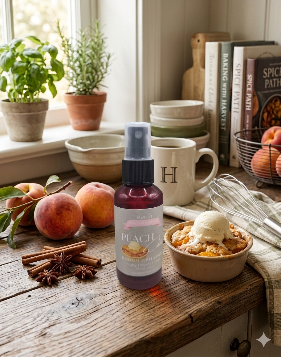 HUNNI Peach Cobbler room/linen spray 2 oz