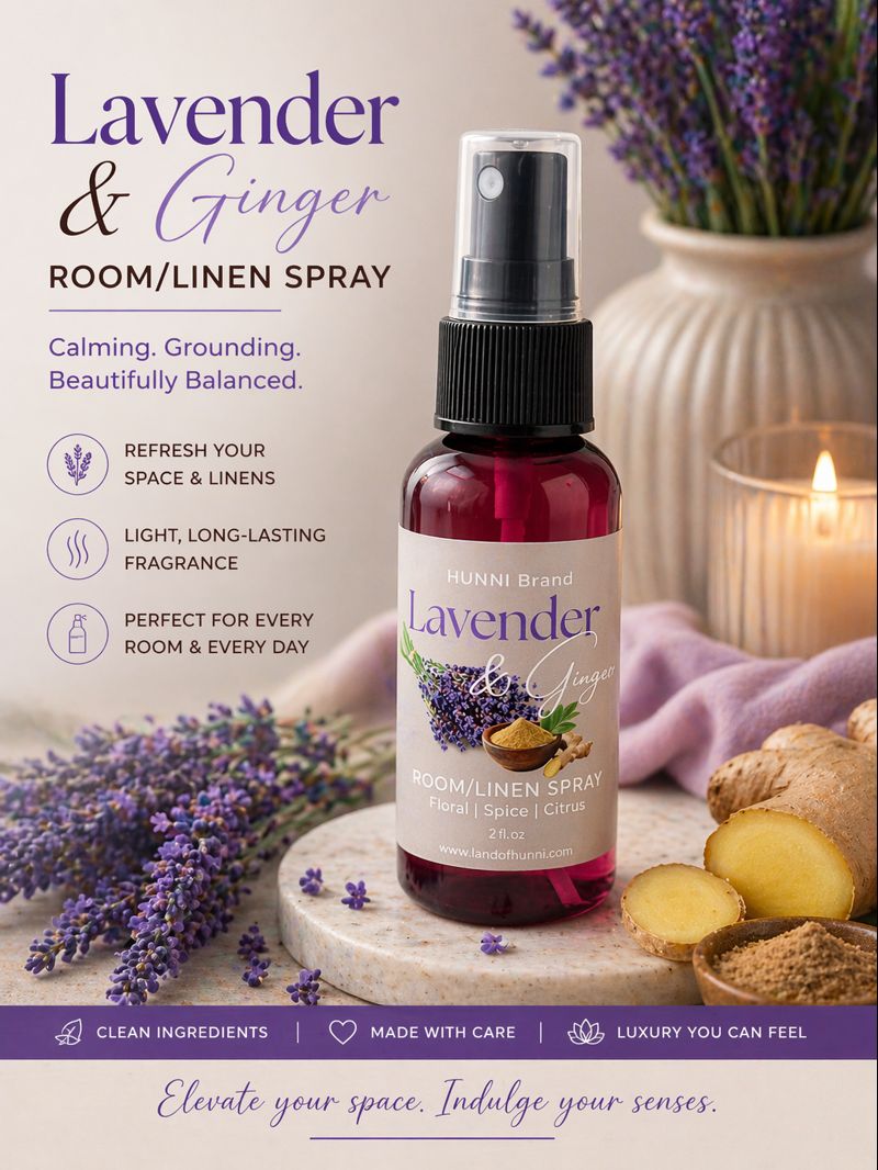 HUNNI Lavender & Ginger Room & Linen Spray (2 oz)