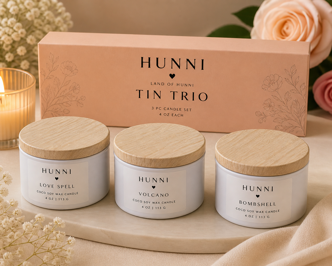 Tin Trio candle set