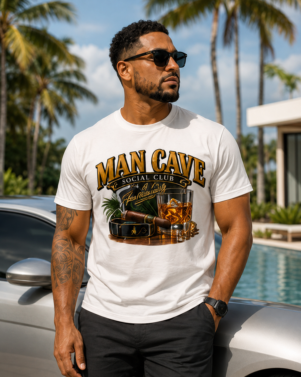 Man Cave Social Club - White Party tee